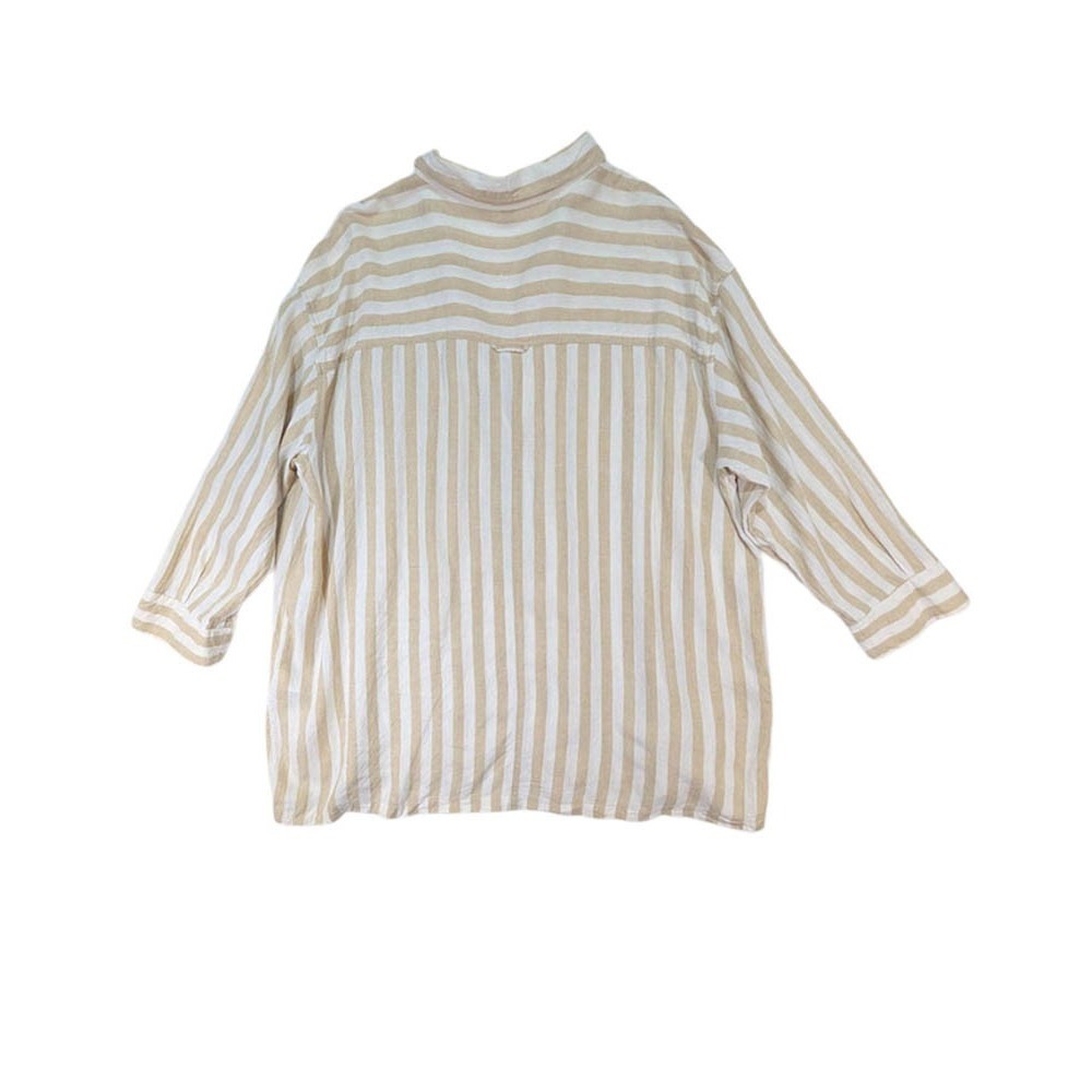 Old Navy Linen Popover Tunic Womens‎ XXL Beige Stripe Coastalcove Beachy Resort - Picture 2 of 10